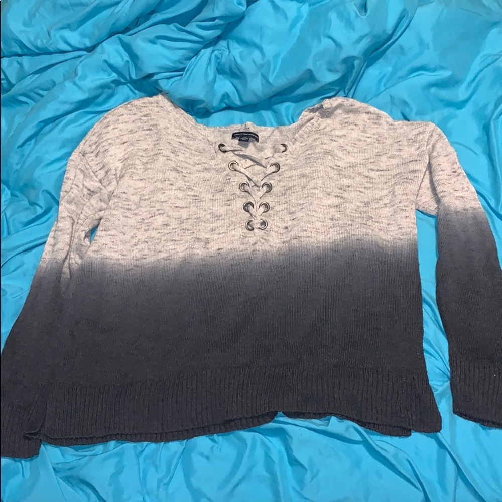 Ombré blue and grey sweater